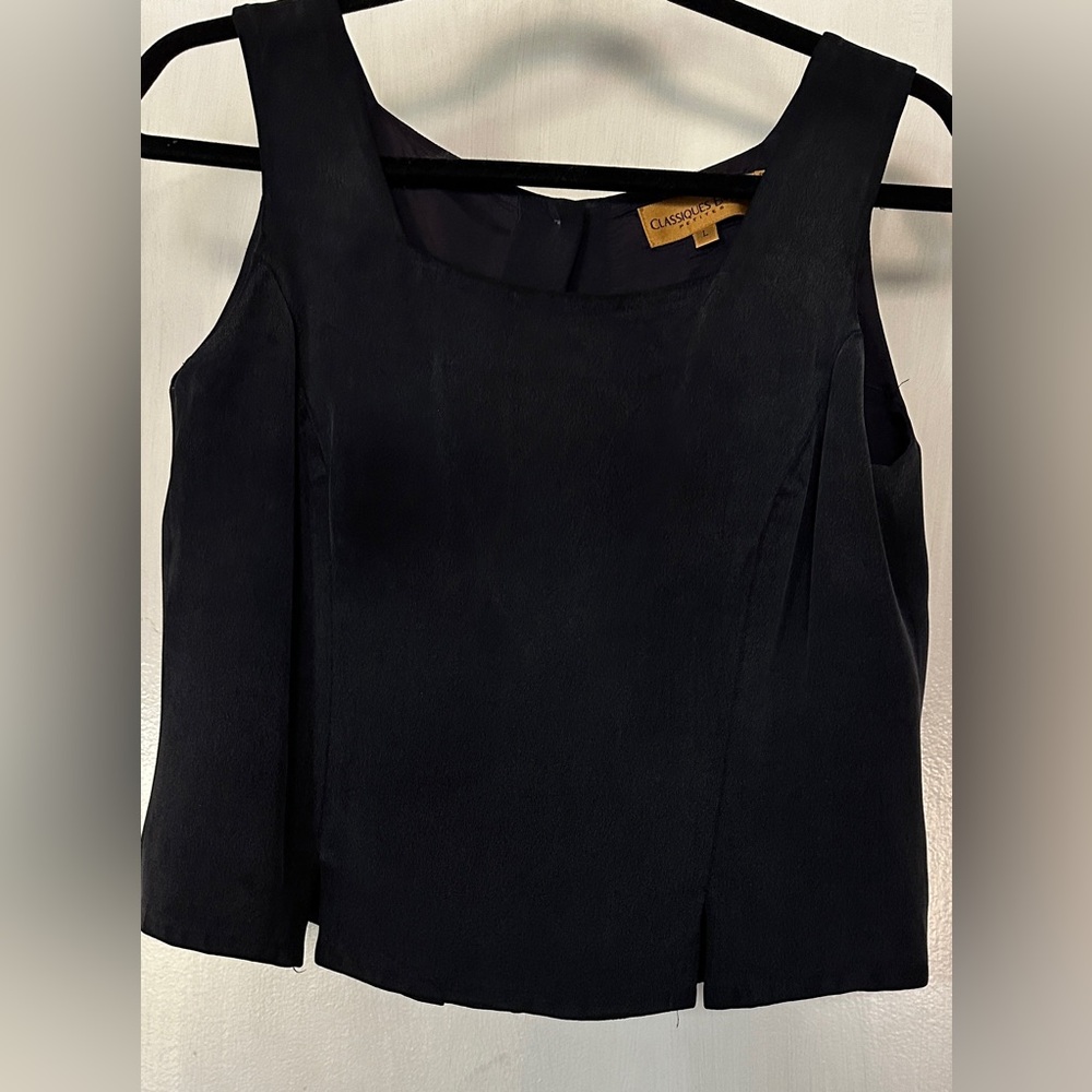 Classiques Entier Navy Blue Silk Sleeveless Top